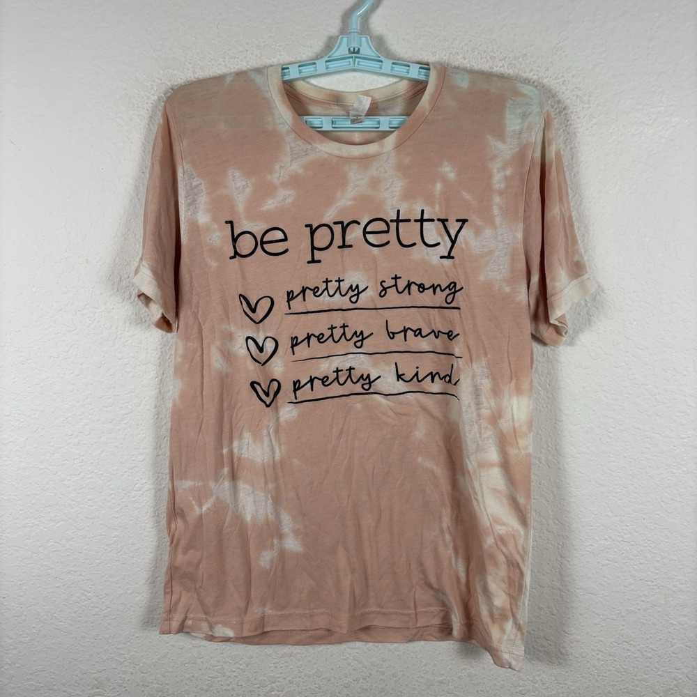 Be Pretty Womens Shirt Top M Medium Short Sleeve Graphic Crew Pilling Good - Picture 1 of 8